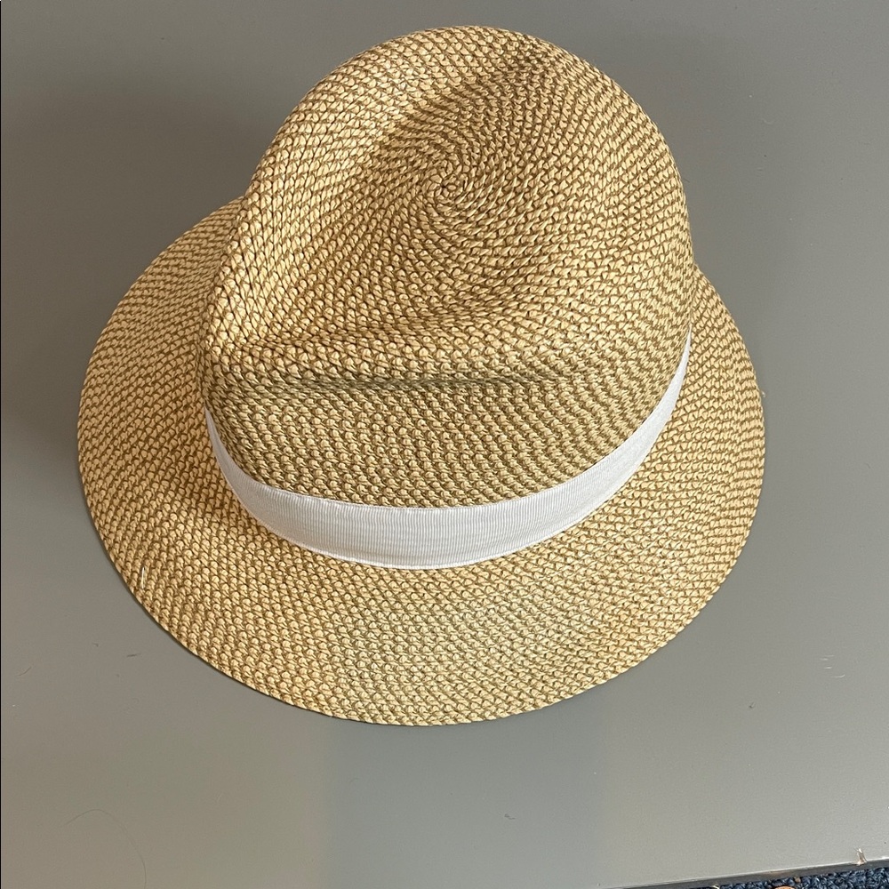 Eric Javits Straw Fedora with White Band